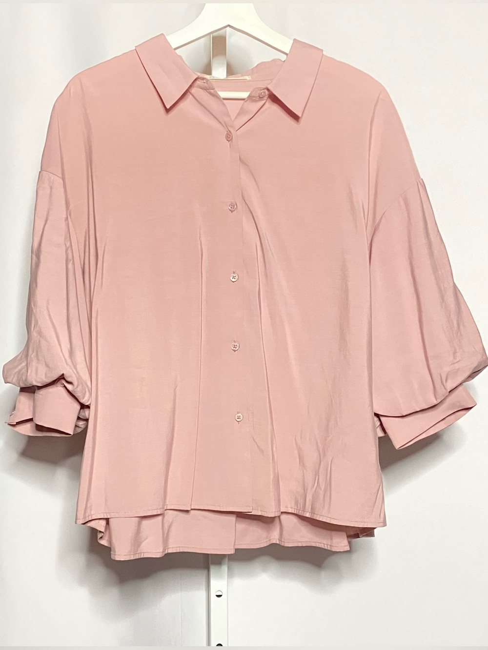 La Ven Pink Puff Sleeve Blouse • S